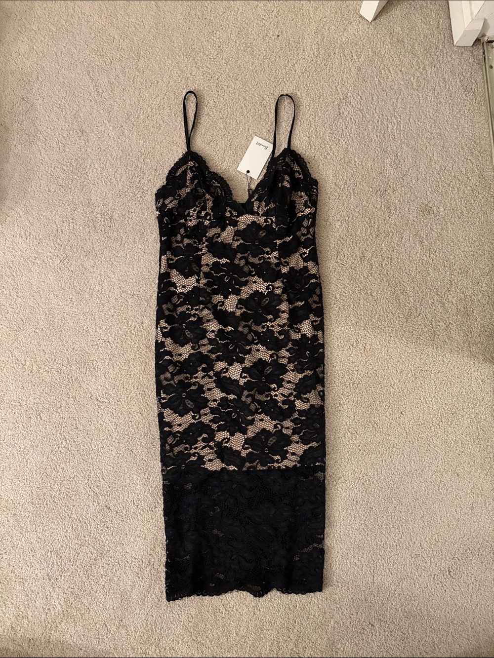 Black Lace Overlay Slip Dress - Picture 1 of 3